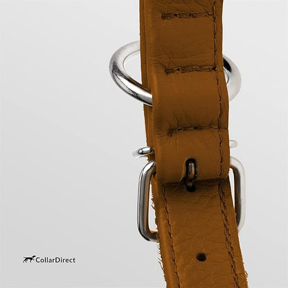 CollarDirect Rolled Leather Dog Collar, Soft Padded Round Puppy Collar, Handmade Genuine Leather Collar Dog Small Large Cat Collars 13 Colors (6-7 Inch, Cinnamon Textured)