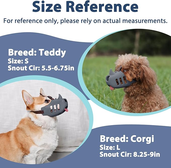 LUCKYPAW Dog Muzzle Soft Muzzle for Small Medium Dog Poodle Dachshund Breathable Silicone Cage Muzzle for Biting Chewing Funny Rhino Muzzle with Adjustable Strap