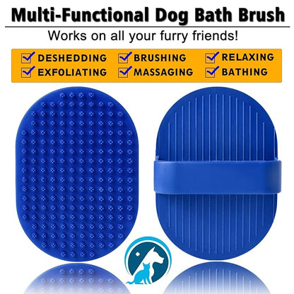 Dog Grooming Brush Set, 2 Pcs Rubber Bathing Brushes for Short and Long Haired Dogs and Cats - Shower Shedding and Shampoo Brush