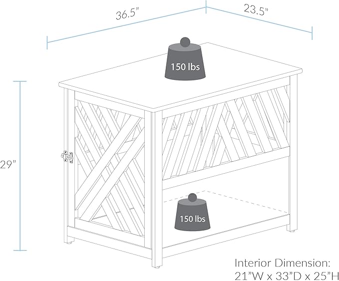 Casual Home Wooden Pet Crate, End Table, Lattice Large, New Taupe Gray