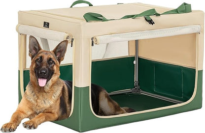 A4Pet Collapsible Dog Crate, Soft Sided Dog Crate - 40 Inch Adjustable Stainless Steel Frame, Lightweight, Durable and Portable Crate with 3-Door, Portable Dog Kennel