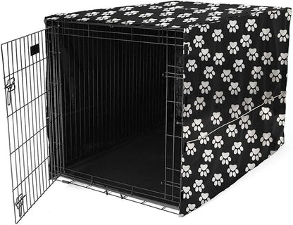 Morezi Dog Crate Cover for Wire Crates, Heavy Nylon Waterproof, Fits Most 30" inch Dog Crates, Easy to Put On, Take Off, and Adjust - Cover only - Black - Medium