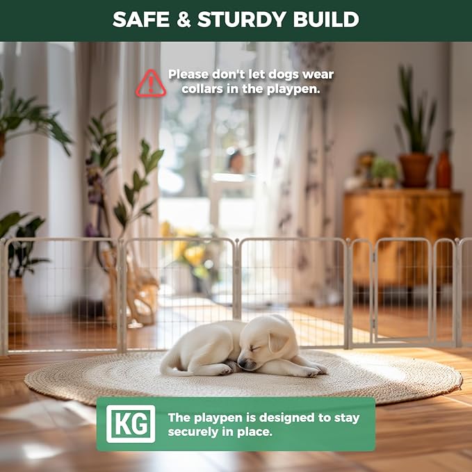 FXW Homeplus Dog Playpen for Indoor Use - Stress-Free and Safe Play, Heavy Duty 24 Inch 4 Panels Dog Pen for Puppies and Small Dogs, White│Patented