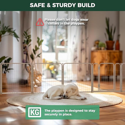 FXW Homeplus Dog Playpen for Indoor Use - Stress-Free and Safe Play, Heavy Duty 24 Inch 12 Panels Dog Pen for Puppies & Small Dogs, White│Patented