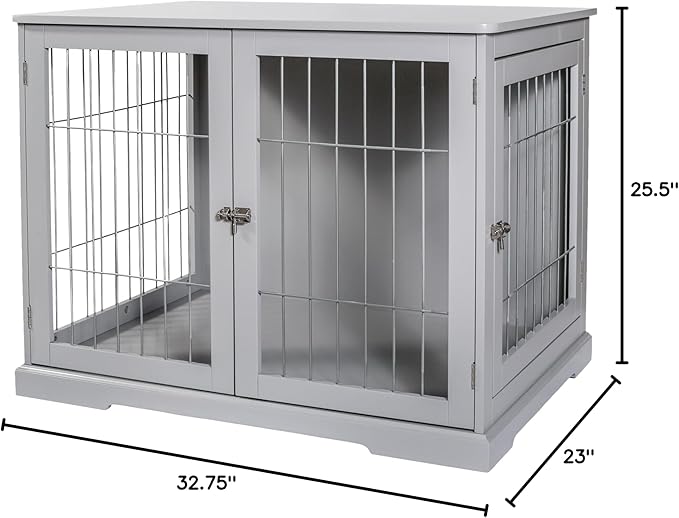 TRIXIE 32.7" Indoor Dog Crate, Wooden Crate Table for Dogs Up to 50 lb, Medium Dog Kennel, Perfect in Any Room, Gray
