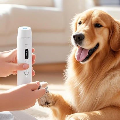 Dog Nail Clipper for Large Dogs - Silent Dog Nail Polisher with LED Light, Speed Sensor, Diamond Head and Dust Collector, 2-Speed Rechargeable - Small Dog Nail Polisher (Light Green)