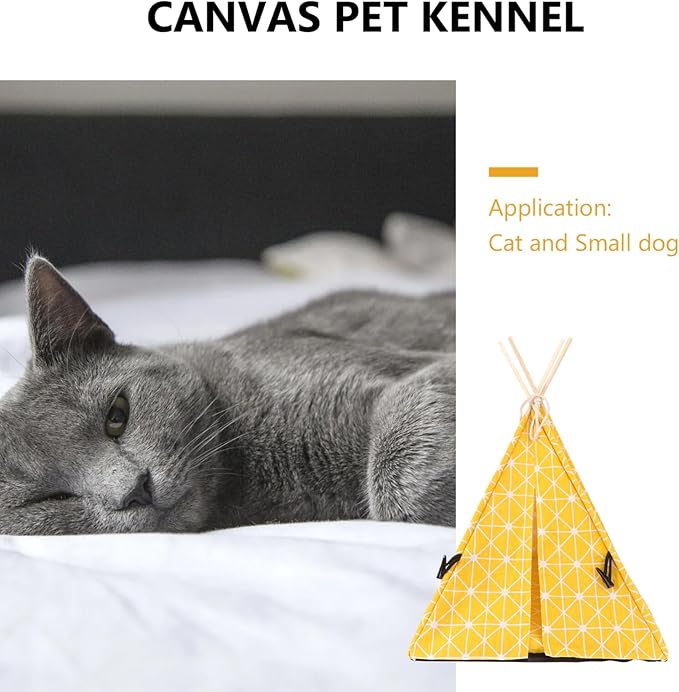 POPETPOP Dog Teepee Tent : Cat Teepee Triangle Pet Teepee Washable Cat Teepee Tent Indoor Dog House for Small Dogs