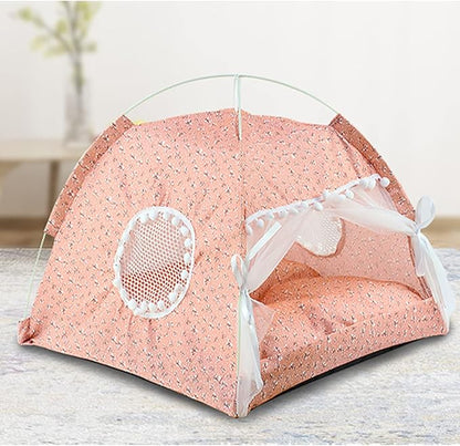 Cat House Indoor, Indoor Pet Tent, Indoor Tent House Pet Dog Cute Floral Cave Nest Bed Portable Dog Tents Detachable Cat Tent for All Seasons ()