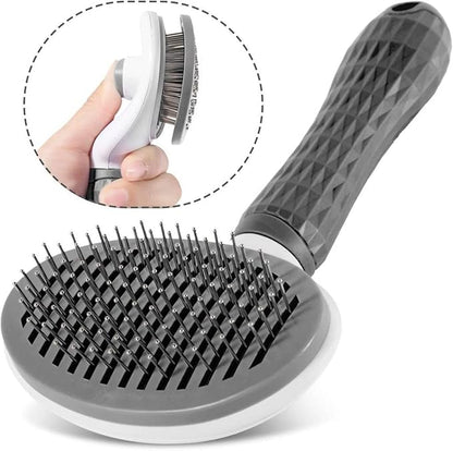 Self-Cleaning Slicker Brush for Dogs and Cats, Hair Cleaner Brush, Shedding and Dematting Grooming Comb, Pet Grooming Brush-Pink