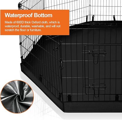 PJYuCien Dog Playpen - Metal Foldable Dog Exercise Pen, Pet Fence Puppy Crate Kennel Indoor Outdoor with 8 Panels 30”H & Bottom Pad for Small Medium Pets