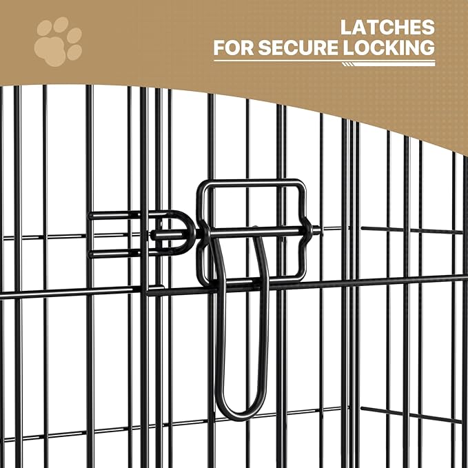 MoNiBloom 24/30/36/42/48 Dog Crates, Foldable Metal Wire Dog Cage with Double-Door, Outdoor Indoor Pet Kennels, Includes Leak-Proof Pan, Divider Panel, Black, 24"