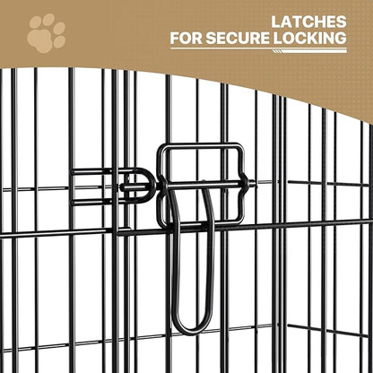 MoNiBloom 24/30/36/42/48 Dog Crates, Foldable Metal Wire Dog Cage with Double-Door, Outdoor Indoor Pet Kennels, Includes Leak-Proof Pan, Divider Panel, Black, 48"