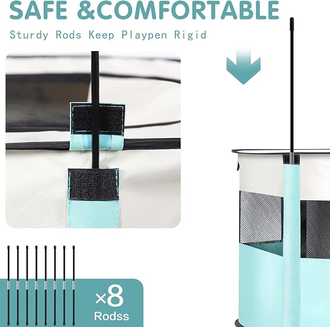 Foldable Pet Playpen,Cat Puppy Playpen,Portable Dog Cage Soft Portable Exercise Kennel Tent,Puppy Kitten Pen Indoors/Outdoors Pet Tent Fence (Large(36"*28"*23"), Green)