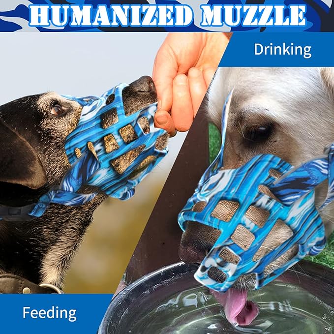 BARKLESS Dog Muzzle, Silicone Basket Muzzle for Small Medium Large Dogs, Soft Cage Muzzle Prevent Biting Chewing, Allow Drinking Panting, Suitable for German Shepherd