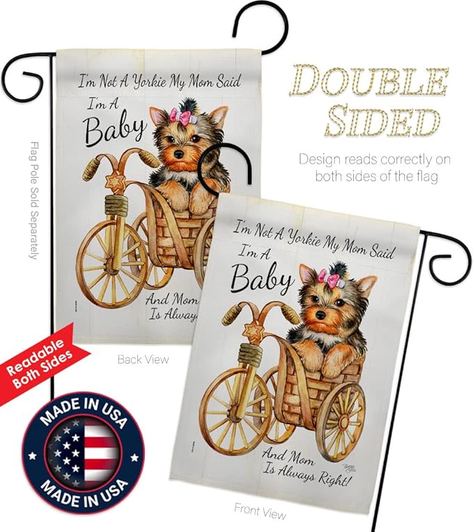 Breeze Decor Not Yarkie, I'm Baby Garden Flag Set Mailbox Hanger Dog Puppy Spoiled Paw Canine Fur Pet Nature Farm Animal Creature House Banner Small Yard Gift Double-Sided, Made in USA