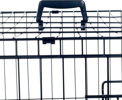 36-inch Dog Crate - Double Door Pet Kennel with Divider Panel - Foldable Dog Cage with Carry Handle for Portability and Storage by PETMAKER (Black)