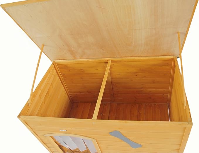 Wooden Doghouse for Small, Medium, Large Dogs, Waterproof, Outdoor/Indoor Kennel,Puppy Shelter with Elevated Floor (Natural, L)