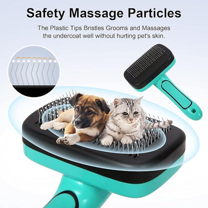 Dogs Self Cleaning Slicker Brush for Shedding & Grooming Short Long Haired Pets, Removes Loose Fur, Undercoat, Mats, Tangled for Large Medium Small Sensitive Skin of Cats. Easy to Cleaning