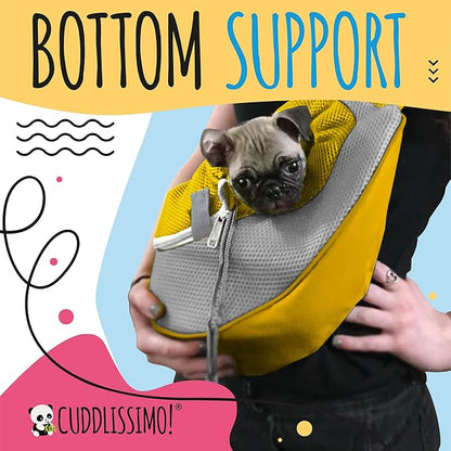 Pet Sling Carrier - Small Dog Puppy Cat Carrying Bag Purse Pouch - for Pooch Doggy Doggie Yorkie Chihuahua Baby Papoose Bjorn - Hiking Travel Front Backpack Holder Pack to Wear (Yellow)