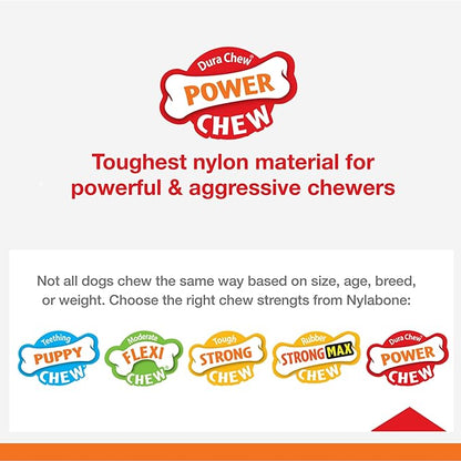 Nylabone Power Chew Flavor Frenzy Bone Chew Toy for Dogs, Indestructible Chew Toys for Aggressive Chewers, Funnel Cake & Shish Kabob Flavor, Large/Giant - Up to 50 lbs. (2 Count)