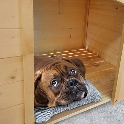 Critter Sitters Indoor or Outdoor 41'' Pet House, Weather-Resistant Dog House for Pets up to 44 Pounds, Waterproof Outdoor Dog House for Cats, Dogs, or Rabbits, Fir Wood Cat Houses for Outdoor Cats