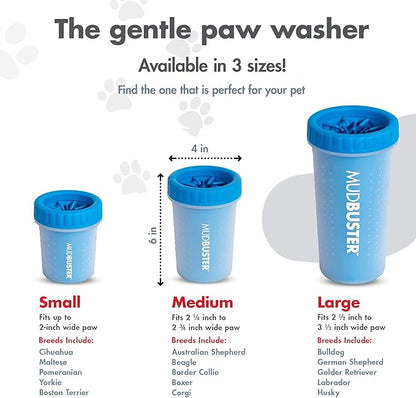 Dexas MudBuster Portable Dog Paw Washer/Paw Cleaner, Medium, Pro Blue