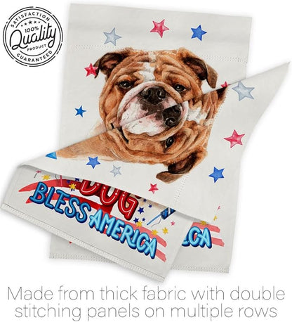 Breeze Decor Patriotic Bulldog House Flag Pack Dog Puppy Spoiled Paw Canine Fur Pet Nature Farm Animal Creature Applique Decoration Banner Small Garden Yard Gift Double-Sided, Made in USA