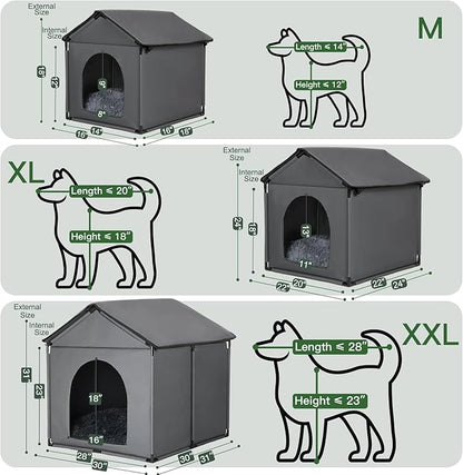 Small Dog House Soft Indoor with Internal Size 22x20x18in for Beagle French Bulldog Welsh Corgi, Small Pet House with Soft Cushion, Oxford Fabric, 24x22x24in, Gray