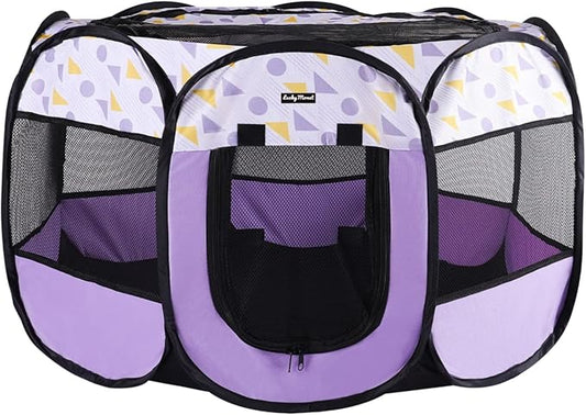 Lucky Monet Portable Dog Cat Playpen Small Dog Puppy Kitten Play Pens Indoor Pop Up Travel Dog Pen for Outdoor Camping Use