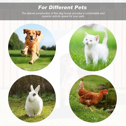 FDW Dog House Indoor Outdoor Durable Ventilate Waterproof Pet Plastic Dog House for Small Medium Large Dogs Insulated Puppy Shelter Kennel Crate with Air Vents and Elevated Floor