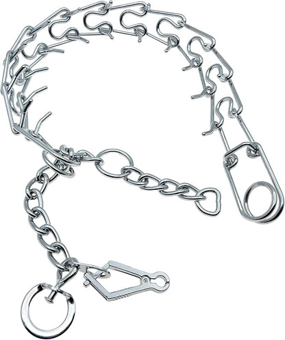 Silver Prong Pinch Dog Collar, No Pull Dog Collar Adjustable Quick Release Dog Training Collar with Quick Release Buckle for Small Medium Large Dogs (Silver, M)