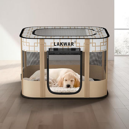 Upgraded Dog Playpen Outdoor Indoor, Portable Foldable Pet Playpen for Dogs, Cats, Small Animal, Great for Travel and Camping, Including Carrying Case (Large)