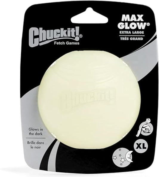 Chuckit! Max Glow Ball Dog Toy, Extra Large (3.5 Inch Diameter) for dogs 100+ lbs, Pack of 1