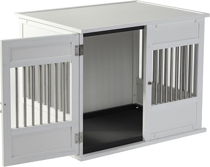 New Age Pet Horizon Pet Crate - Durable ECOFLEX with Stainless Steel Spindles, Bone-Shaped Latches, Easy Access Door, Stylish Design, 10-Year Warranty, Available in 3 Sizes & 2 Colors