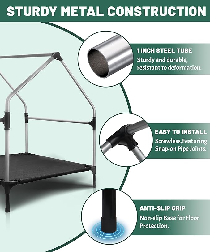 36" Dog House Outdoor for Medium/Large Breeds - Outside Waterproof & Sunproof Dog House, Elevated Dog Bed with Dog Shade Shelter Canopy