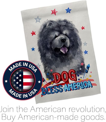 Breeze Decor Patriotic Black Chow House Flag Pack Dog Puppy Spoiled Paw Canine Fur Pet Nature Farm Animal Creature Support Our Troops Banner Small Garden Yard Gift Double-Sided, Made in USA