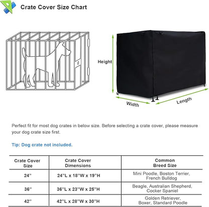 Dog Crate Cover 24in Waterproof Pet Kennel Cover for Outdoor/Indoor Protection, Durable Windproof Crate Cover Universal Fit for Wire Dog Crate (24''L*18''W*19''H-Black)