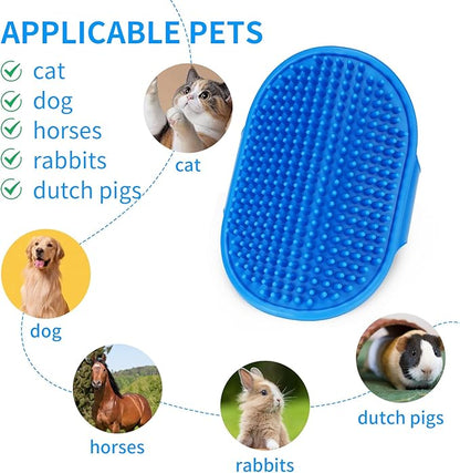 Dog Bath Brush | Dog Grooming Brush, Dog Shampoo Massage Bath Brush Comb with Adjustable Loop Handle for Grooming Short and Long Hair Cats and Dogs, 2pcs(Tapered Brush Head, Blue+Yellow)