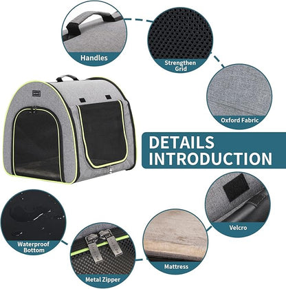 PETSFIT Collapsible Dog Crate, Dog Crate Travel - 35.5 Inch Lightweight, Roomy, Easy to Set Up, Sturdy Portable Dog Kennel with Thick Mat, Grey