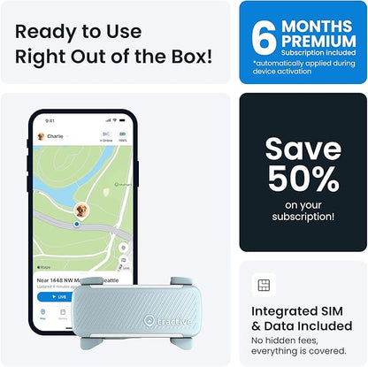 Tractive GPS Dog Tracker (2025 Release with Free 6 Month Subscription) | Real-time Pet Location Tracker | Health & Wellness Alerts | Virtual Fence for Dogs | Bark Monitoring (Mint)