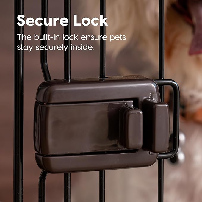 IRIS USA Modern Wooden Dog Crate – Stylish Furniture-Style Indoor Kennel & End Table for Small to Medium Dogs, Secure Enclosed Pet Cage with Sliding Door, Dark Brown