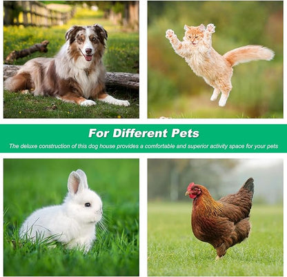 FDW Dog House Indoor Outdoor Durable Ventilate Waterproof Pet Plastic Dog House for Small Medium Large Dogs Insulated Puppy Shelter Kennel Crate with Air Vents and Elevated Floor