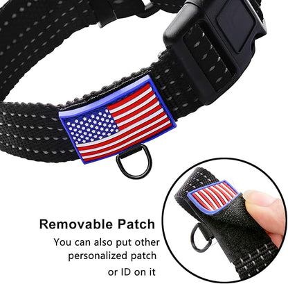 Martingale Collar for Training Dogs. Adjustable Reflective Collars with Buckle-USA Flag- NO Pull-Prevents Slipping Out, for Medium Large XL Dogs. Helps with Strong pullers (XL, Black)
