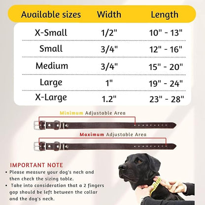 ADITYNA - Leather Dog Collar for Medium Dogs - Classic Style, Soft and Strong, Heavy Duty, Top-Grain Leather, Handmade - for Walking, Training, Hiking, and Running (M - Neck: 15-20 inches, Brown)