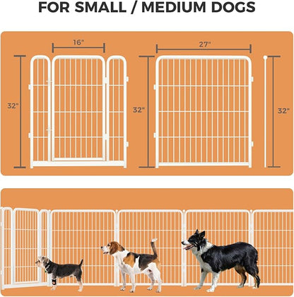FXW Homeplus Dog Playpen for Indoor Use - Stress-Free and Safe Play, Heavy Duty 32 Inch 8 Panels Dog Pen for Puppies, Small and Medium Dogs, White│Patented