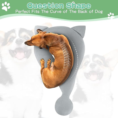 HOMBYS Chewproof Dog Claming Pillow, Indestructible Curl Up Question Mark Pillow for Dogs, Washable Dog Bed Pillow Cozy Dog Body Pillow, M (23.4"x13.2")