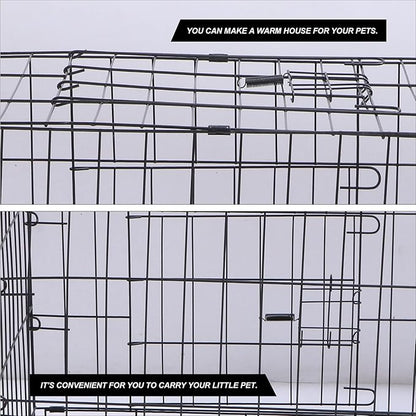 POPETPOP Dog Kennel Pet Folding Cage Collapsible Dog Cage Indoor Outdoor Dog Crate Small Metal Wire Dog Crate with Leak- Pan Portable Pet Cage for Puppy Cat Rabbit Large Dog Crate