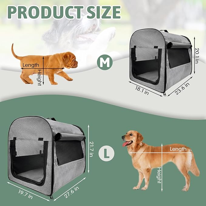 Hamiledyi Collapsible Dog Crate - Portable Soft Travel Kennel for Large Dogs - Indoor & Outdoor Foldable Pet Crate With Mesh Windows (28 x 20 x 22 Inch)