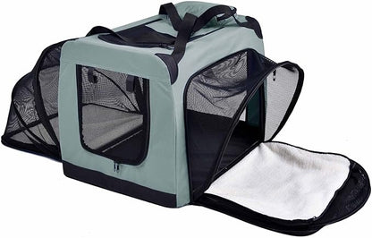 Pet Life Hounda Accordion Metal Framed Soft Folding Expandable Dog Crate - Collapsible Folding Pet Crate or Dog Kennel with Triple Expansion Room Large