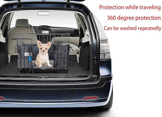 Gray Dog Crate Bumpers with Ties - Tail Protector, 42"X28"X10"